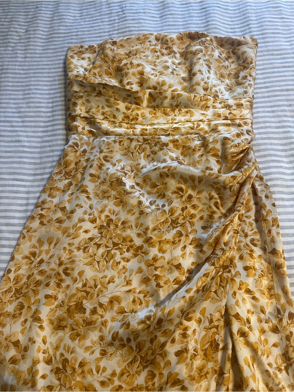 Reformation Strapless Yellow Floral Midi Dress - Picture 4 of 5